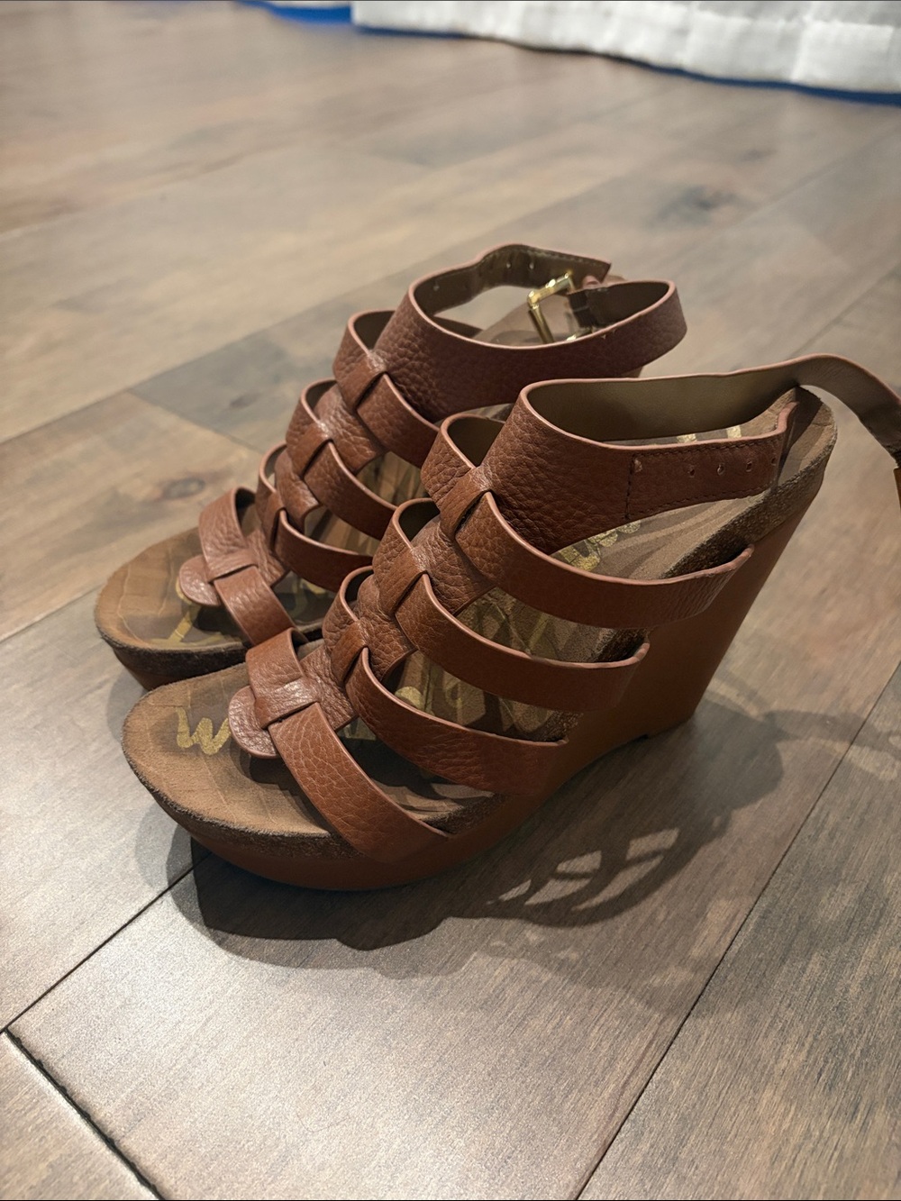 Sam Edelman Brown Strappy Wedge Sandals